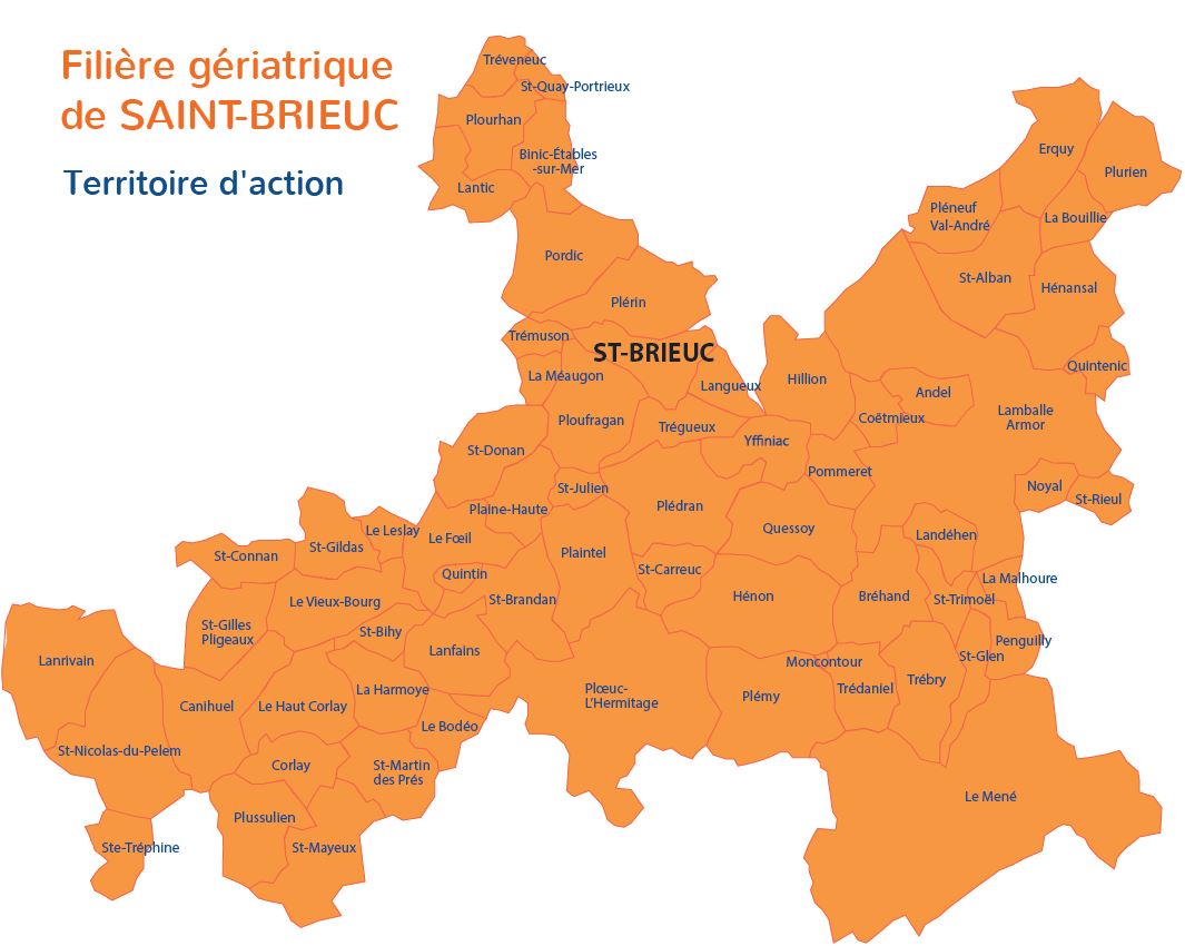 Carte du territoire d'action de l'UMOG de Saint-Brieuc